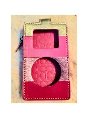Women's Coach Pink Gold Striped ipod Case One Size
